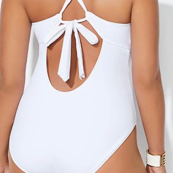 Ashley Graham x Swimsuits For All White Lace up One Piece Wireless Size 12 NWOT - Picture 2 of 13